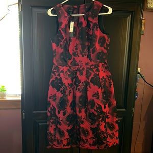 Talbots Red and Black Floral Dress